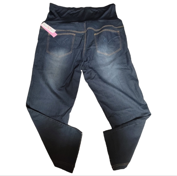 Times Two Dark Blue Denim Maternity Jeans with Soft Stretchy Belly Band, 3X - Picture 2 of 13